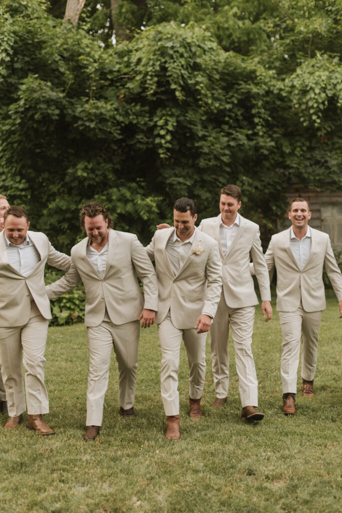 cream beige groom and groomsman outfits