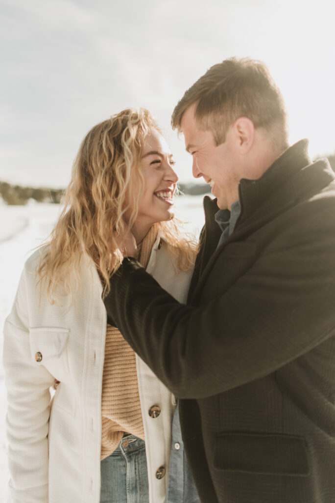 snowy colorado mountain winter engagement photos at keystone