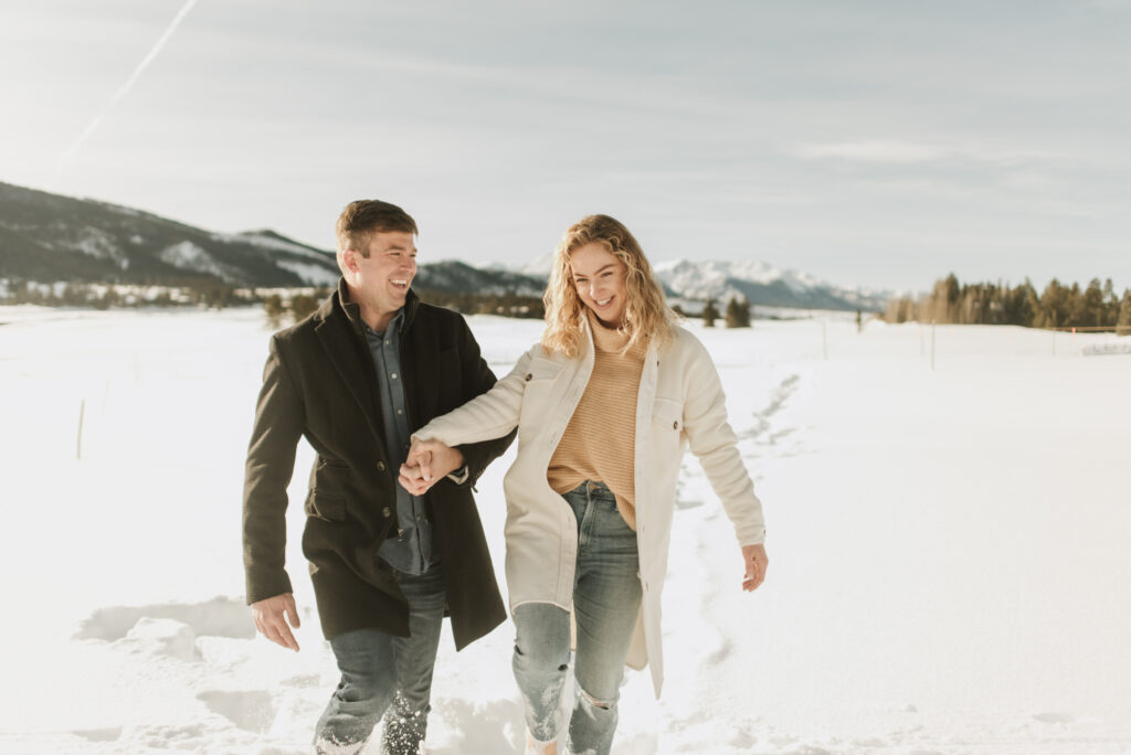 snowy colorado mountain winter engagement photos at keystone